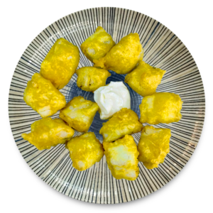 Dados de bacalao en tempura